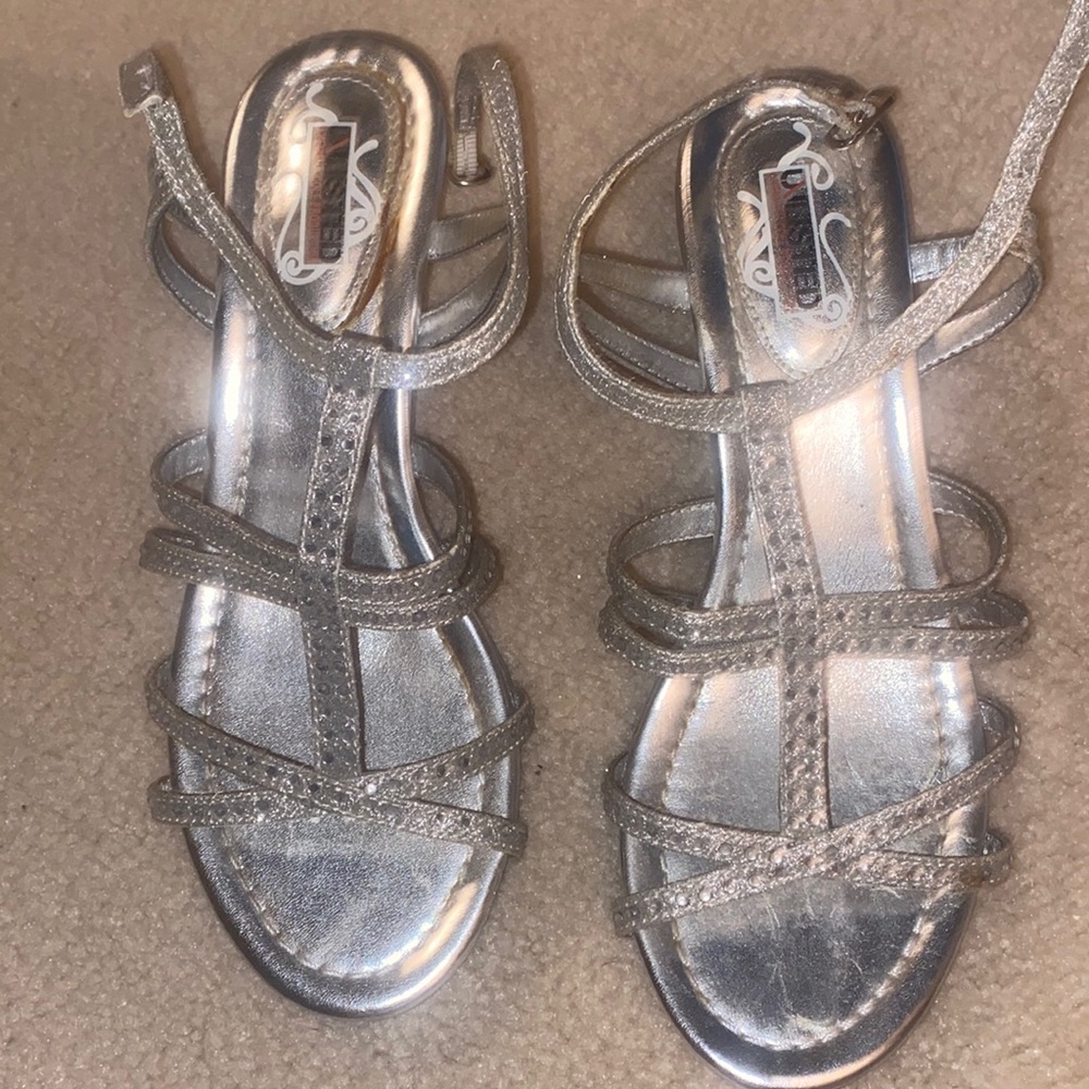 Unlisted a Kenneth Cole Production Silver Strap Heels